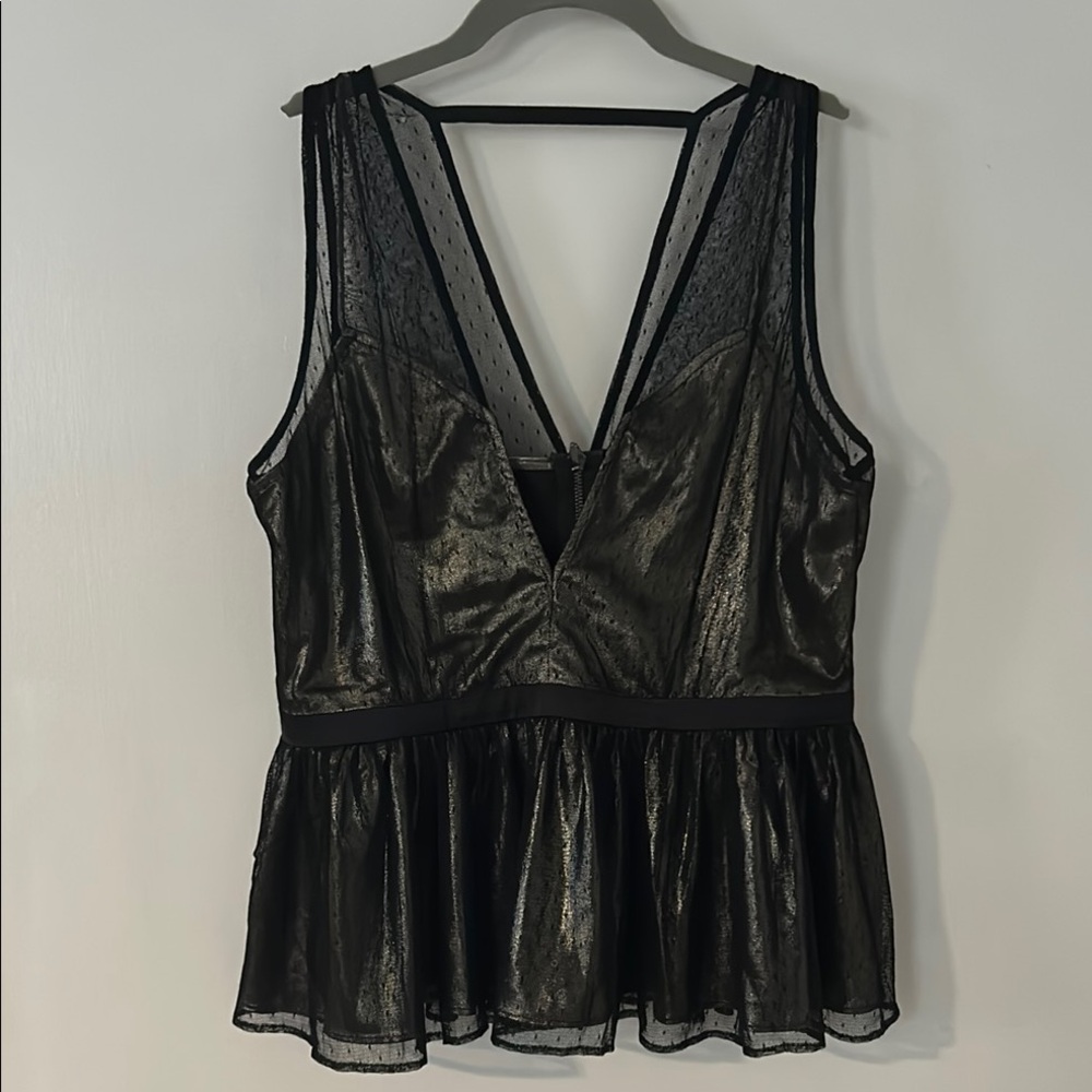 Express Black Sheer Peplum Blouse